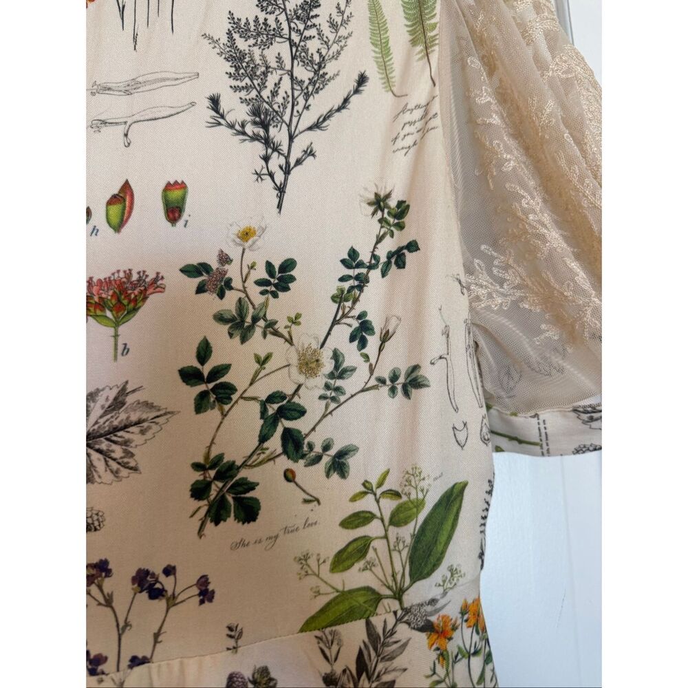 Anthropologie Gesha Designs Donna floral puff sleeve lace midi dress small - Picture 9 of 11